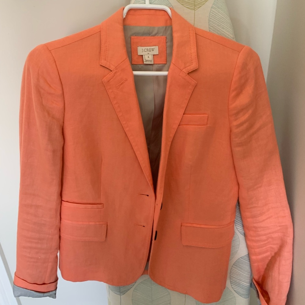 Beautiful Jcrew linen coral blazer .